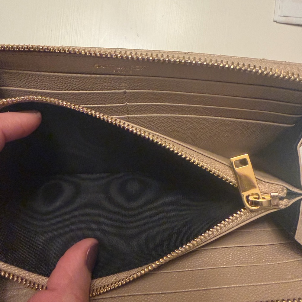 YSL Saint Laurent Leather V stitch Zip Around Long Wallet - Picture 9 of 10
